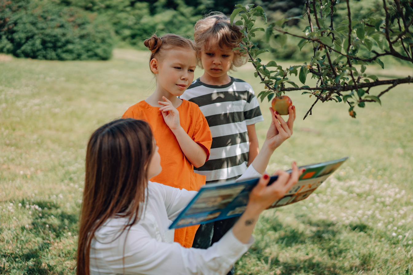 Children learning outdoors